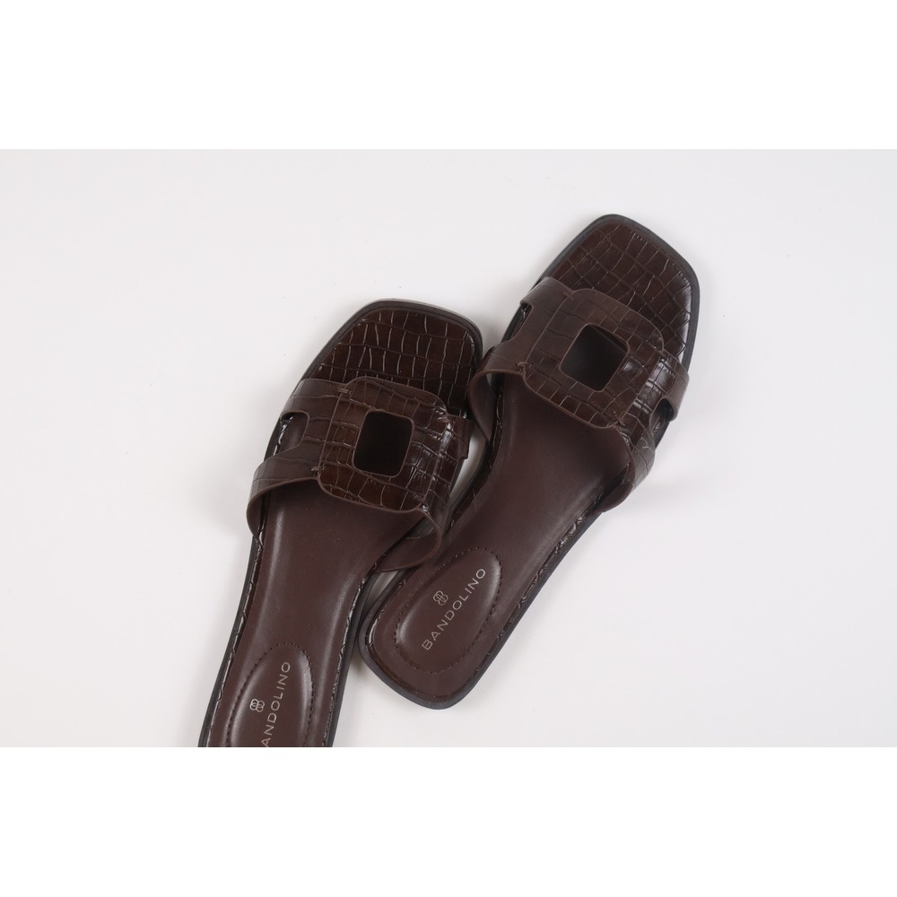 Bandolino Womens Sandals Vienma3 Dark Brown Croc Embossed 7.5 M NEW